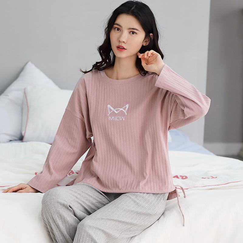 MiiOW Pajamas Women&#039;s Spring, Autumn and Winter Double-Sided Pure Cotton Tight Race 220G 40 Long-Sleeved Trousers Pajamas Pajamas