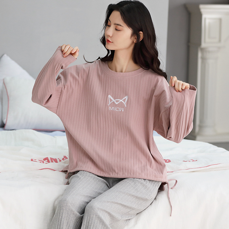 MiiOW Pajamas Women&#039;s Spring, Autumn and Winter Double-Sided Pure Cotton Tight Race 220G 40 Long-Sleeved Trousers Pajamas Pajamas