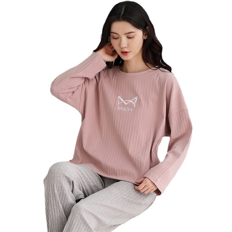 MiiOW Pajamas Women&#039;s Spring, Autumn and Winter Double-Sided Pure Cotton Tight Race 220G 40 Long-Sleeved Trousers Pajamas Pajamas
