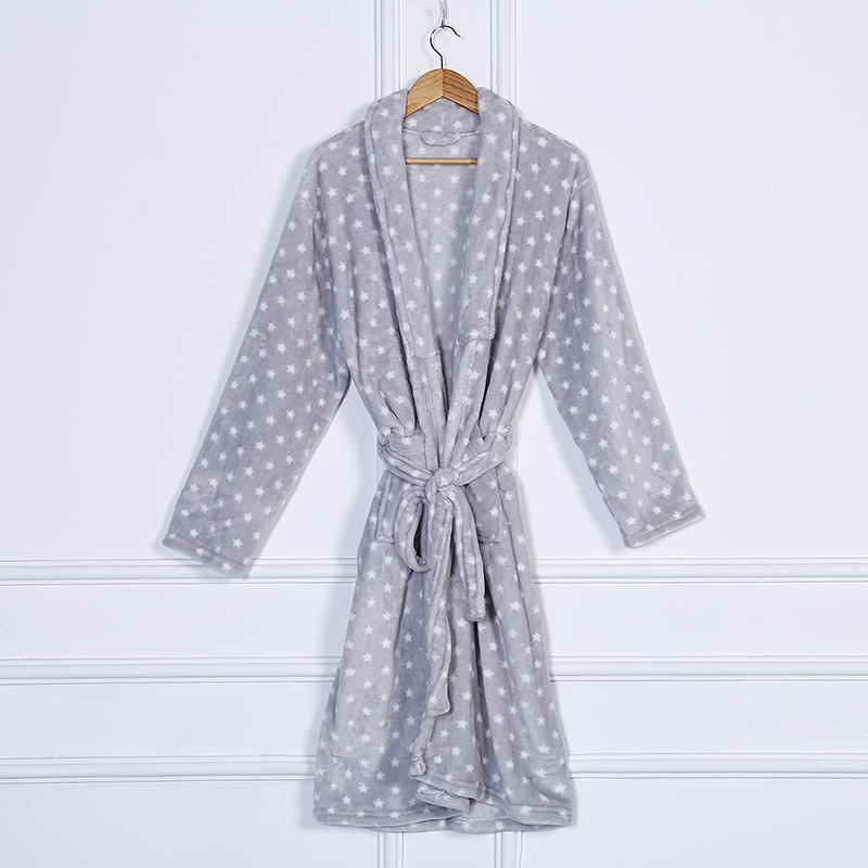 Zhendong Korean Style Long Women's Pajamas High-End Custom Flannel Printed Bathrobe in Stock Wholesale