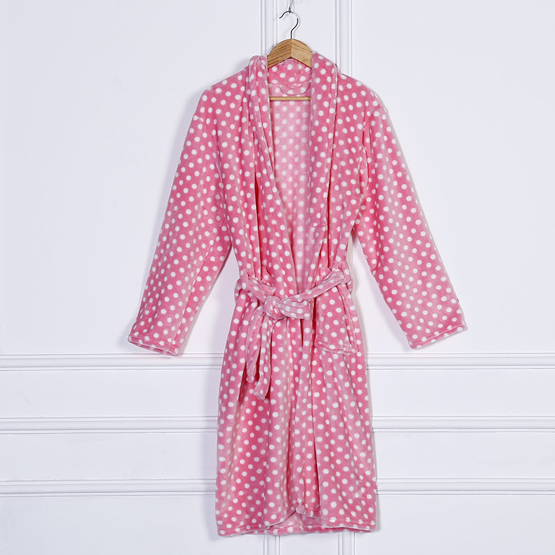 Zhendong Korean Style Long Women's Pajamas High-End Custom Flannel Printed Bathrobe in Stock Wholesale