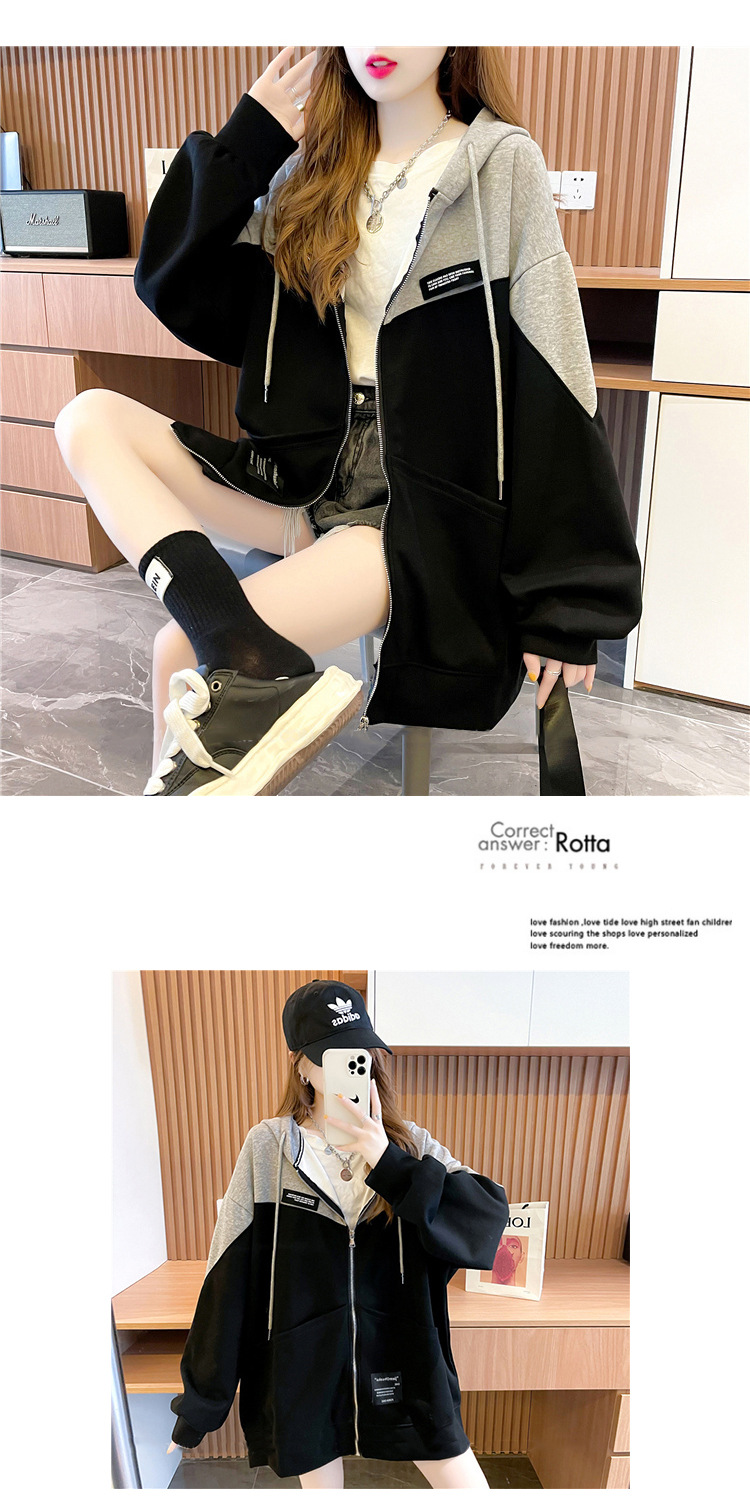 Large Size Women's Clothing 2021 New Spring and Autumn Hooded Cardigan Sweater Ladies Loose Korean Style Fat Zipper Coat Top