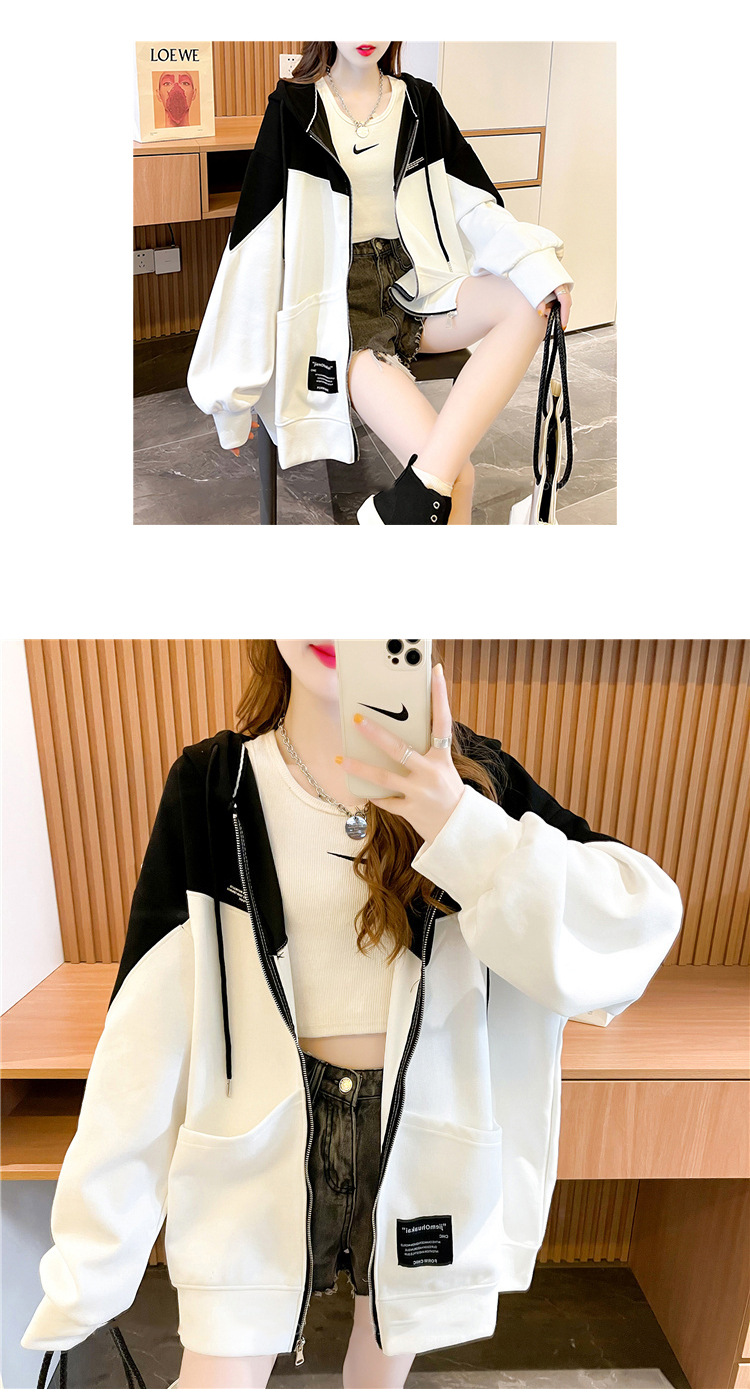 Large Size Women's Clothing 2021 New Spring and Autumn Hooded Cardigan Sweater Ladies Loose Korean Style Fat Zipper Coat Top