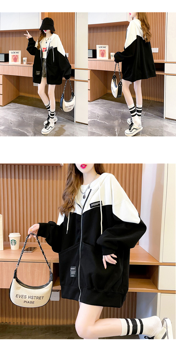 Large Size Women's Clothing 2021 New Spring and Autumn Hooded Cardigan Sweater Ladies Loose Korean Style Fat Zipper Coat Top
