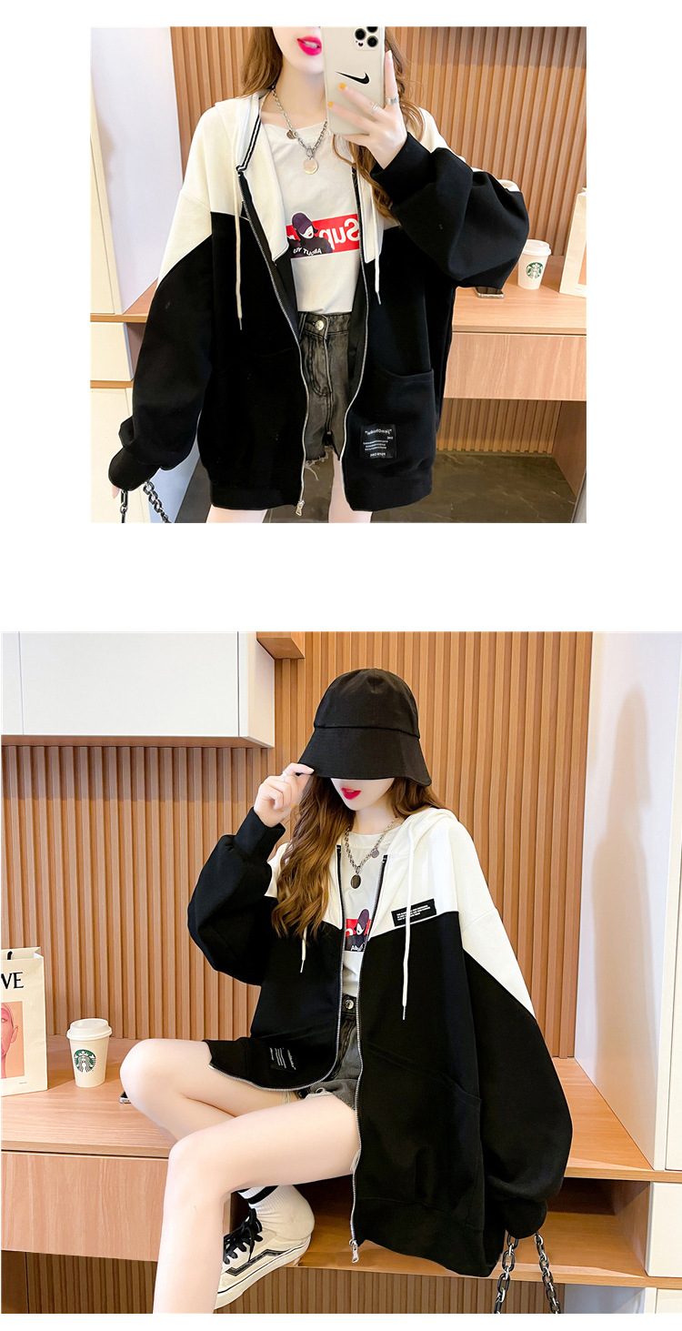 Large Size Women's Clothing 2021 New Spring and Autumn Hooded Cardigan Sweater Ladies Loose Korean Style Fat Zipper Coat Top