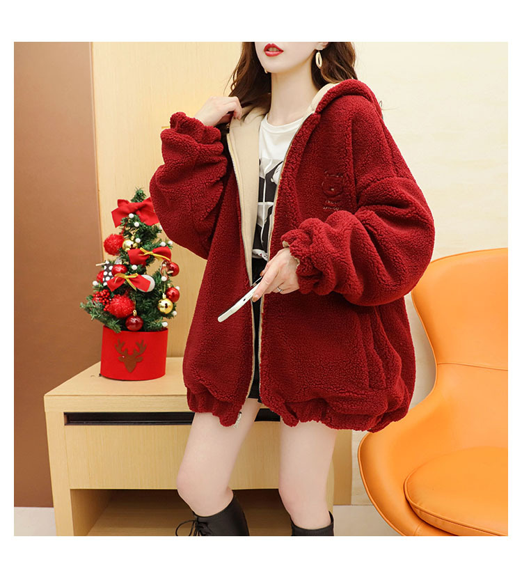 Faux Lamb Velvet Coat for Women Fleece-Lined Thickened Autumn and Winter Loose Western Style Korean Style Sense of Design Double-Sided Cardigan Sweater for Women