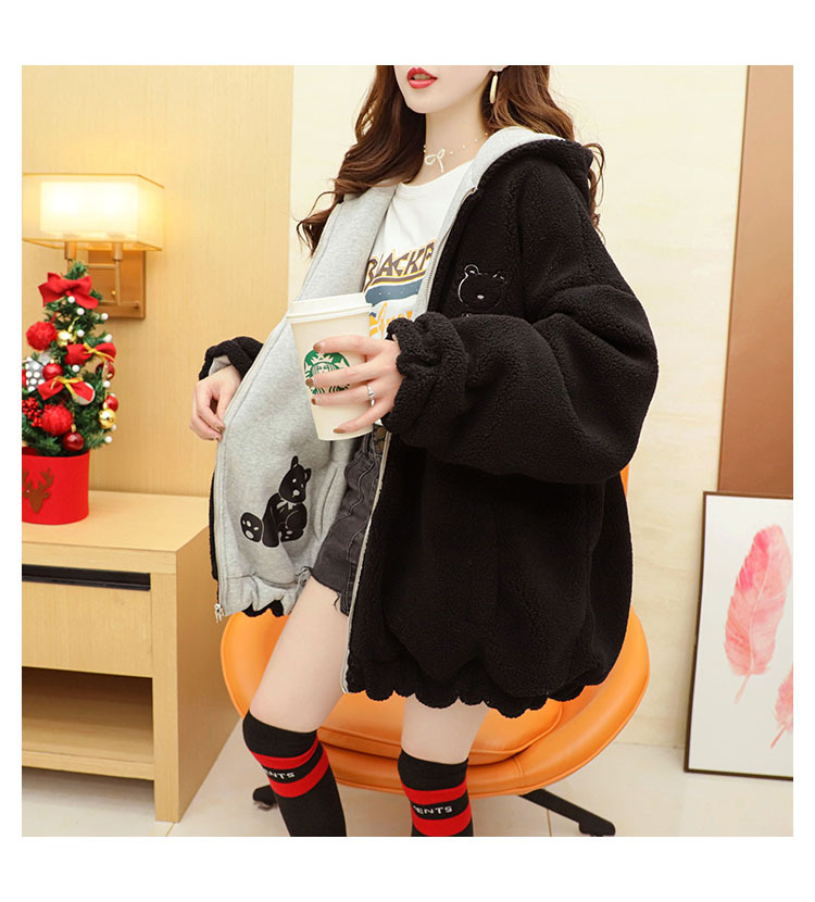 Faux Lamb Velvet Coat for Women Fleece-Lined Thickened Autumn and Winter Loose Western Style Korean Style Sense of Design Double-Sided Cardigan Sweater for Women