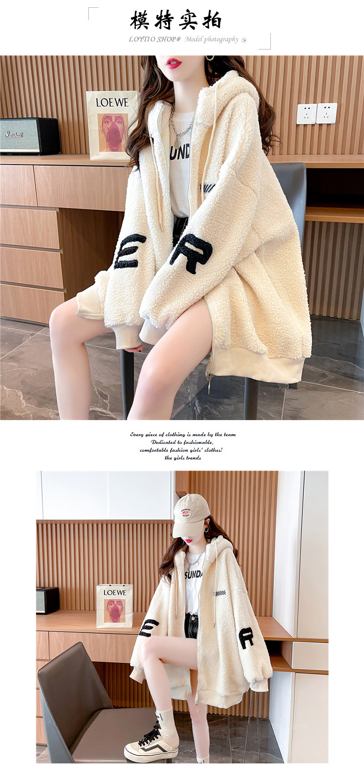 Large Size Women's Clothing New Hooded Imitation Lamb Wool Cardigan Sweater Women's Autumn and Winter Fleece-Lined Mid-Length Coat Large Size Women's Clothing New Hooded Imitation Lamb Wool Cardigan Sweater Women's Autumn and Winter Fleece-Lined Mid-Length Coat