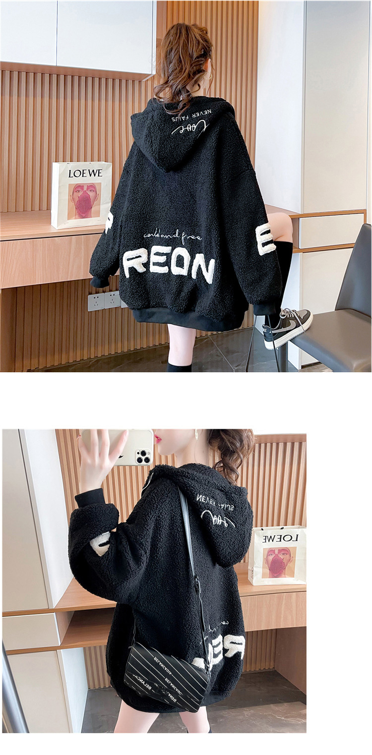 Large Size Women's Clothing New Hooded Imitation Lamb Wool Cardigan Sweater Women's Autumn and Winter Fleece-Lined Mid-Length Coat Large Size Women's Clothing New Hooded Imitation Lamb Wool Cardigan Sweater Women's Autumn and Winter Fleece-Lined Mid-Length Coat
