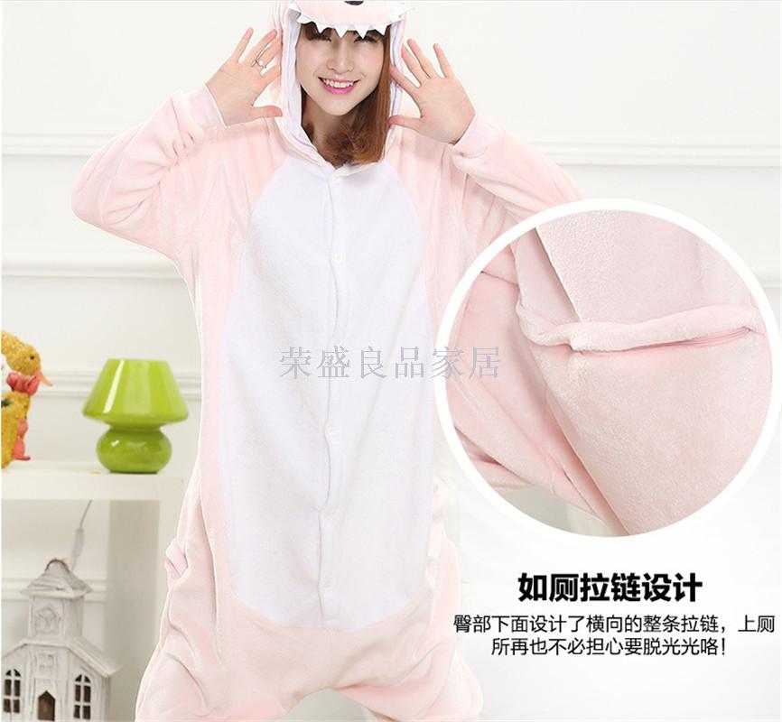 Flannel Autumn and winter Moulin dinosaur cartoon animal pajamas couple models