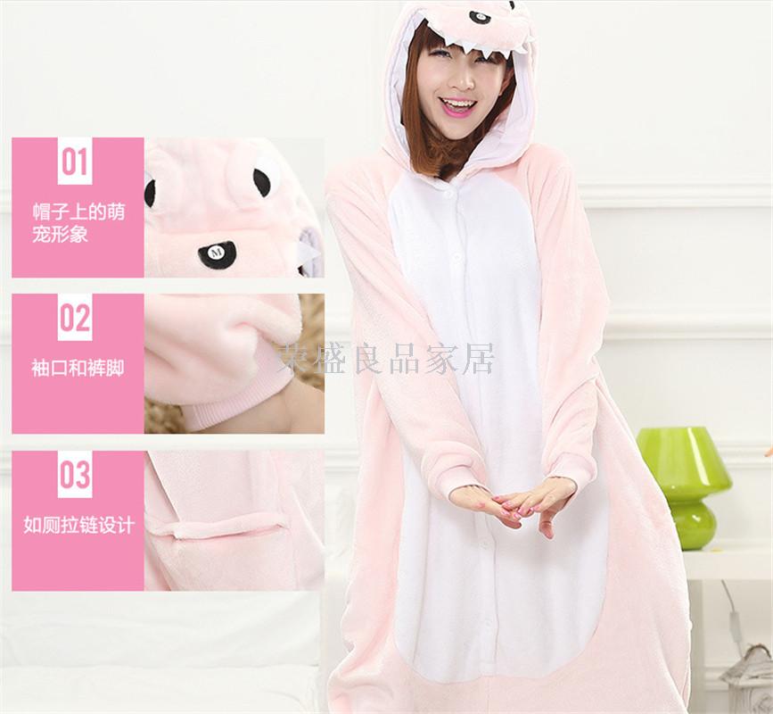 Flannel Autumn and winter Moulin dinosaur cartoon animal pajamas couple models
