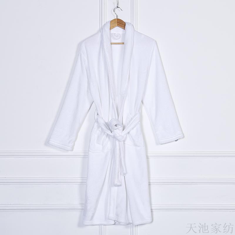 Zhendong Couple Korean Style Autumn and Winter Long Pajamas Home Wear Flannel Solid Color Bathrobe in Stock