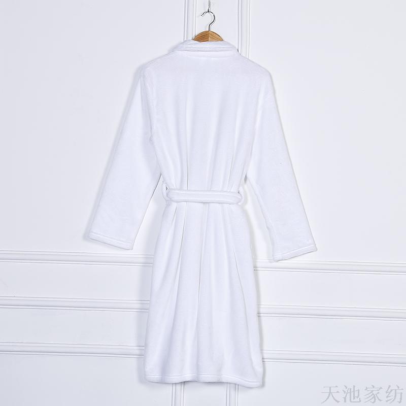 Zhendong Couple Korean Style Autumn and Winter Long Pajamas Home Wear Flannel Solid Color Bathrobe in Stock