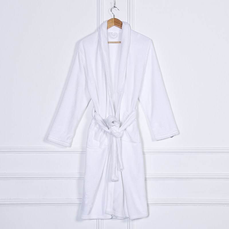 Zhendong Couple Korean Style Autumn and Winter Long Pajamas Home Wear Flannel Solid Color Bathrobe in Stock