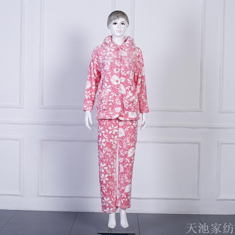 Zhendong Couple Korean Style Autumn and Winter Thickened Flannel Cartoon Split Pajamas