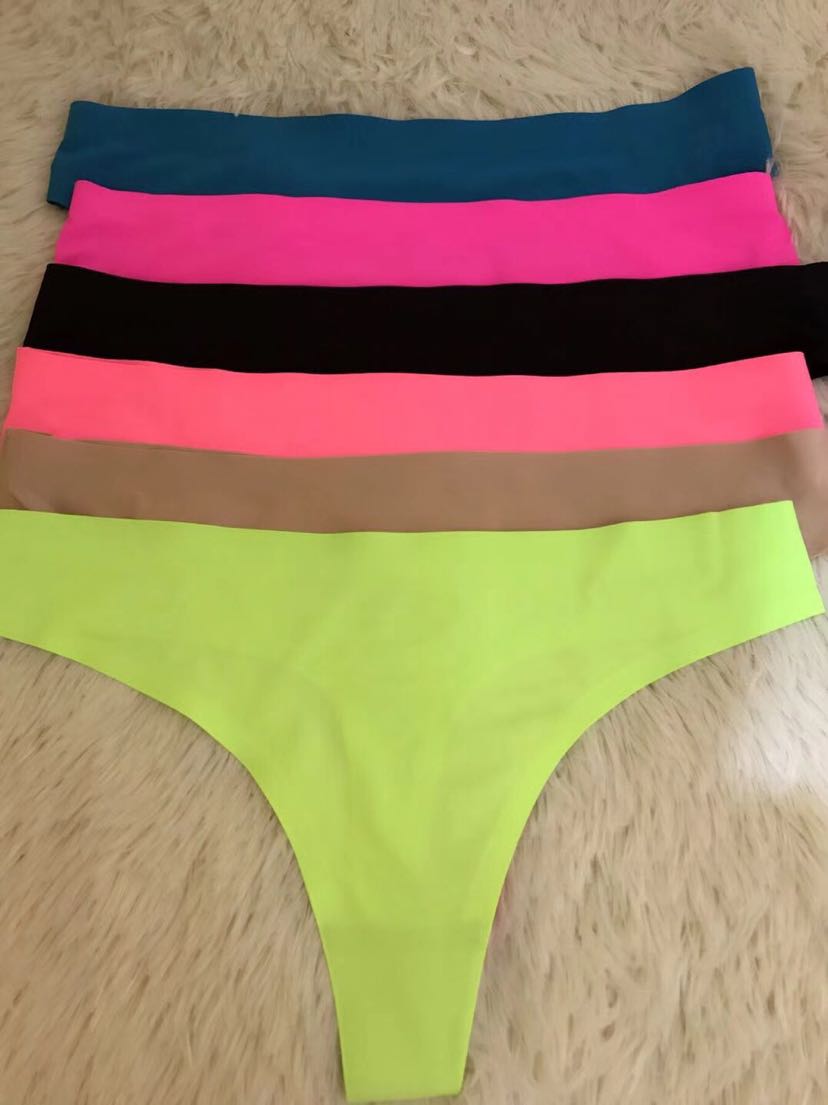 International trade cross-border lady ice silk trackless one-piece thong underwear sexy pure color low waist t-b