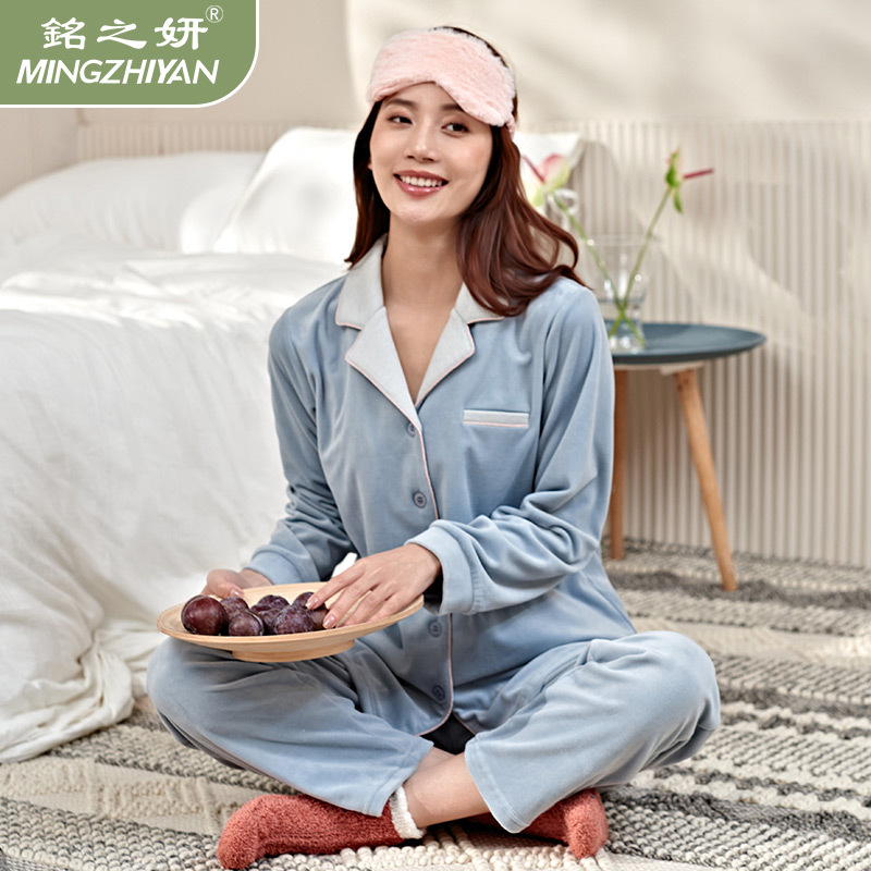 21 Mingzhiyan Winter Cotton Shell Velvet New Pajamas Women&#039;s Fashionable Elegant Cardigan Homewear Pajamas Women&#039;s Warmer