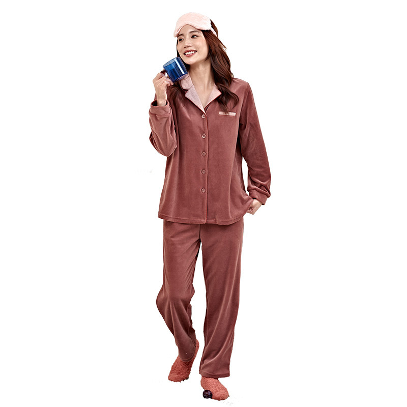 21 Mingzhiyan Winter Cotton Shell Velvet New Pajamas Women&#039;s Fashionable Elegant Cardigan Homewear Pajamas Women&#039;s Warmer