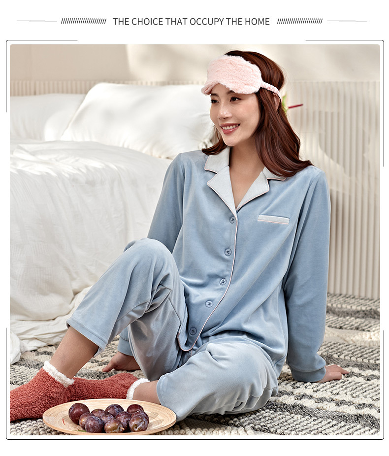 21 Mingzhiyan Winter Cotton Shell Velvet New Pajamas Women's Fashionable Elegant Cardigan Homewear Pajamas Women's Warmer