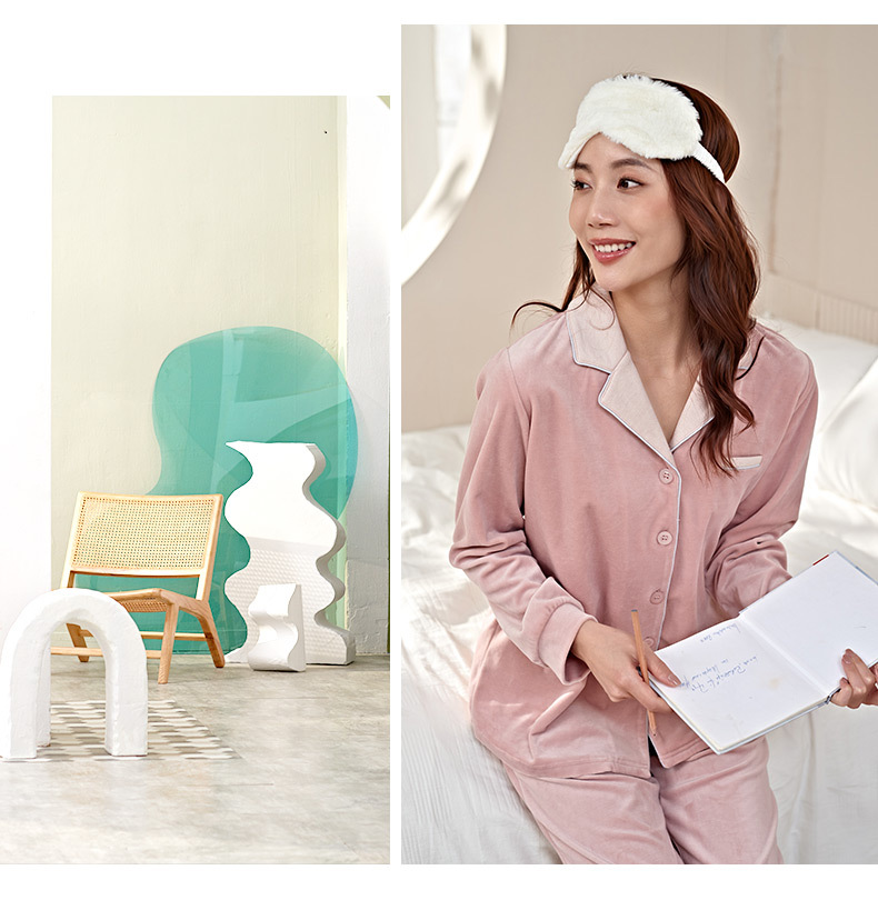 21 Mingzhiyan Winter Cotton Shell Velvet New Pajamas Women's Fashionable Elegant Cardigan Homewear Pajamas Women's Warmer