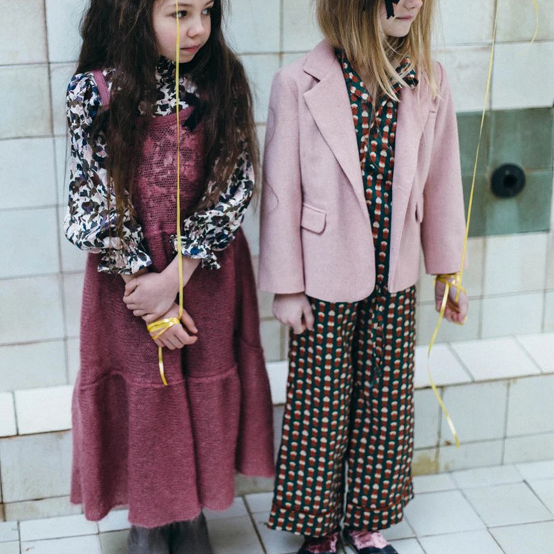 2021 Autumn and Winter New European and American Style Children&#039;s Clothing Boys and Girls Retro Printed Cotton Suit Pajamas Air Conditioning Clothes