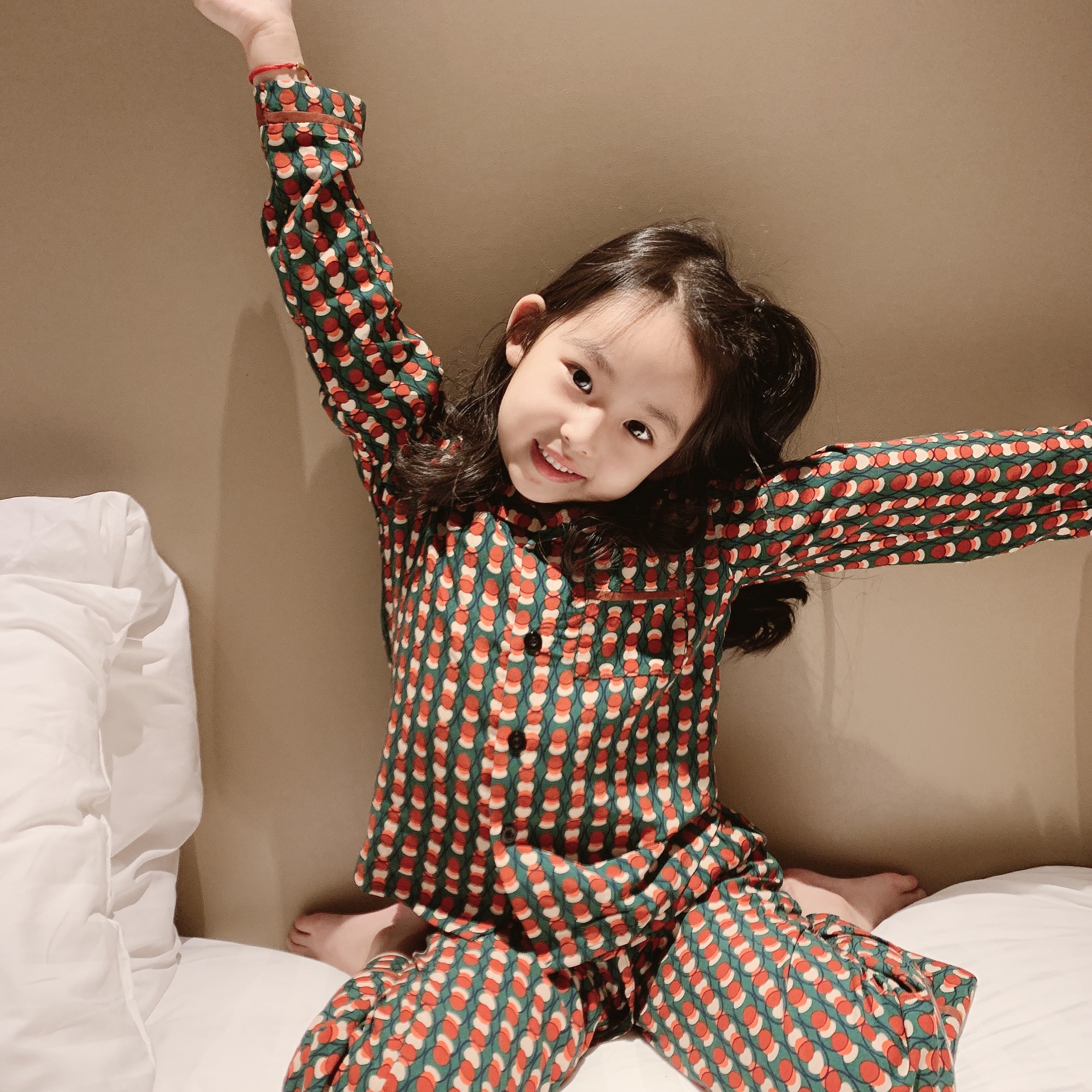 2021 Autumn and Winter New European and American Style Children&#039;s Clothing Boys and Girls Retro Printed Cotton Suit Pajamas Air Conditioning Clothes