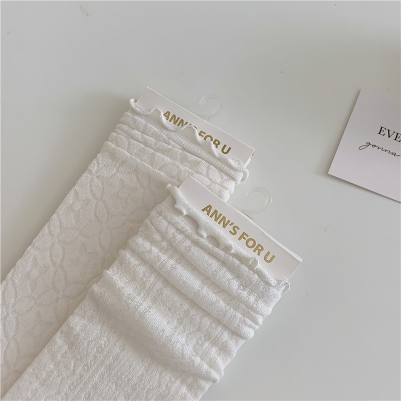 JK Style Socks Women&#039;s Spring and Summer Ultra-Thin Lolita Female Clothes in Black and White Tube Socks Twist Diamond Lattice Stockings Ins Fashion
