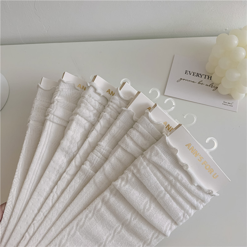 JK Style Socks Women's Spring and Summer Ultra-Thin Lolita Female Clothes in Black and White Tube Socks Twist Diamond Lattice Stockings Ins Fashion