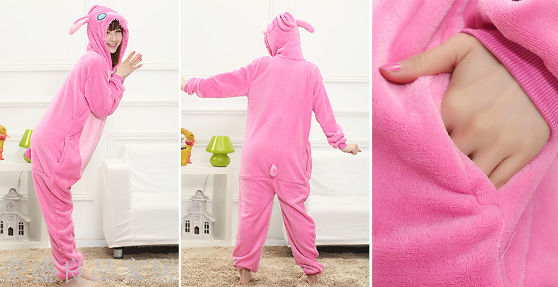 Cartoon Siamese animal pajamas men and women with powder STIICHLI Flannel toilet version Cartoon Siamese animal pajamas men and women with powder STIICHLI Flannel toilet version