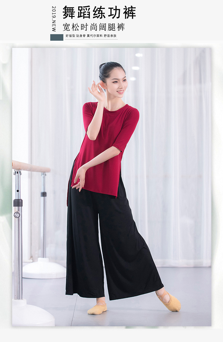 Modern Dance Pants Dance Pants Wide Leg Pants Black Exercise Clothing Loose Base Training Clothes Modal CapriPants Women