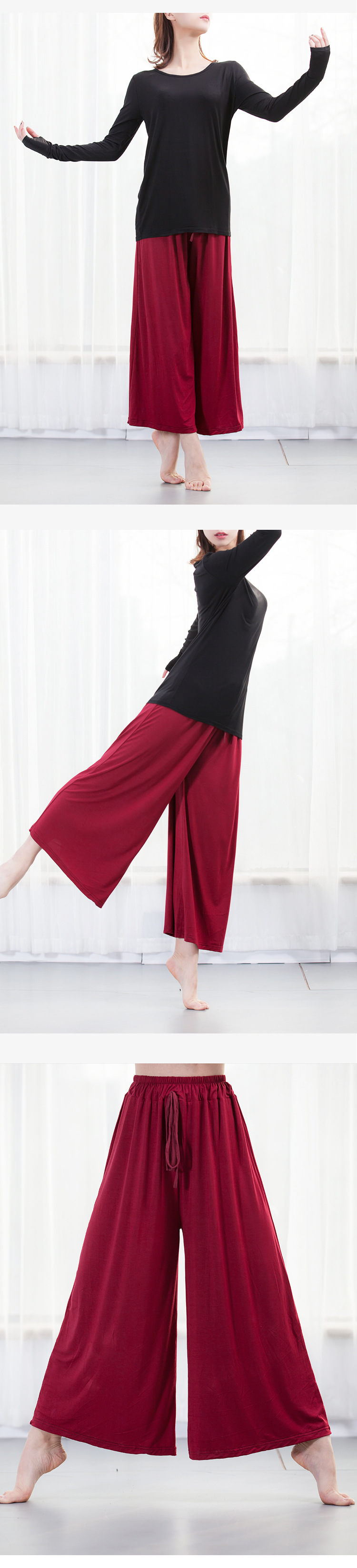 Modern Dance Pants Dance Pants Wide Leg Pants Black Exercise Clothing Loose Base Training Clothes Modal CapriPants Women