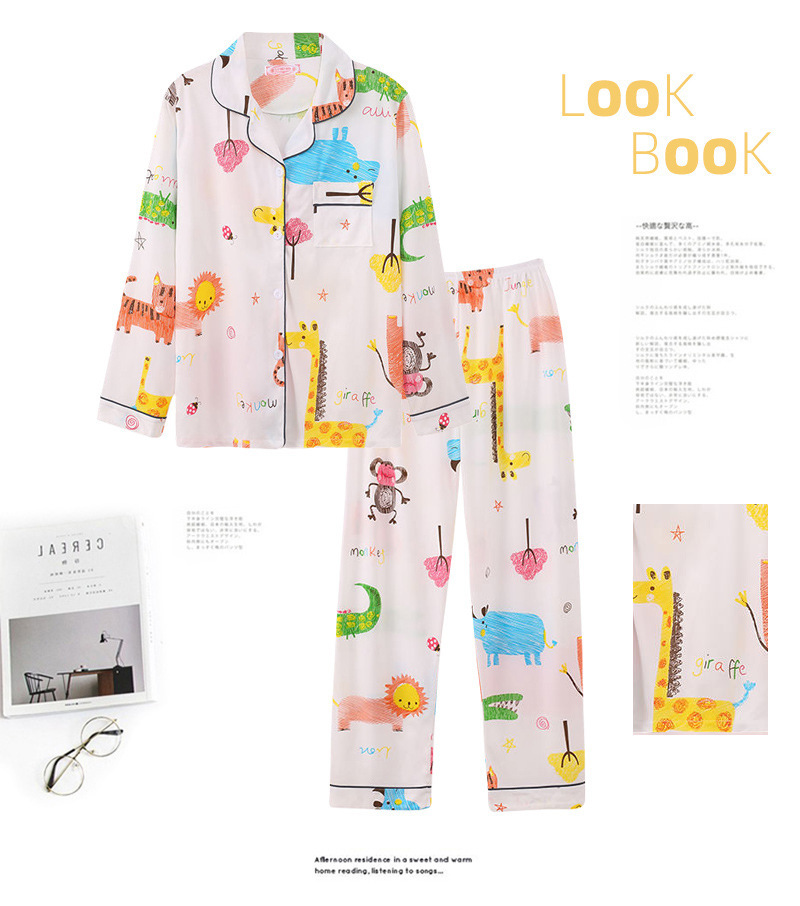 202 New Pajamas Women's Autumn and Winter Long Sleeves Lapel Suit Trousers Cardigan Casual Air Conditioning Clothes Homewear Ins