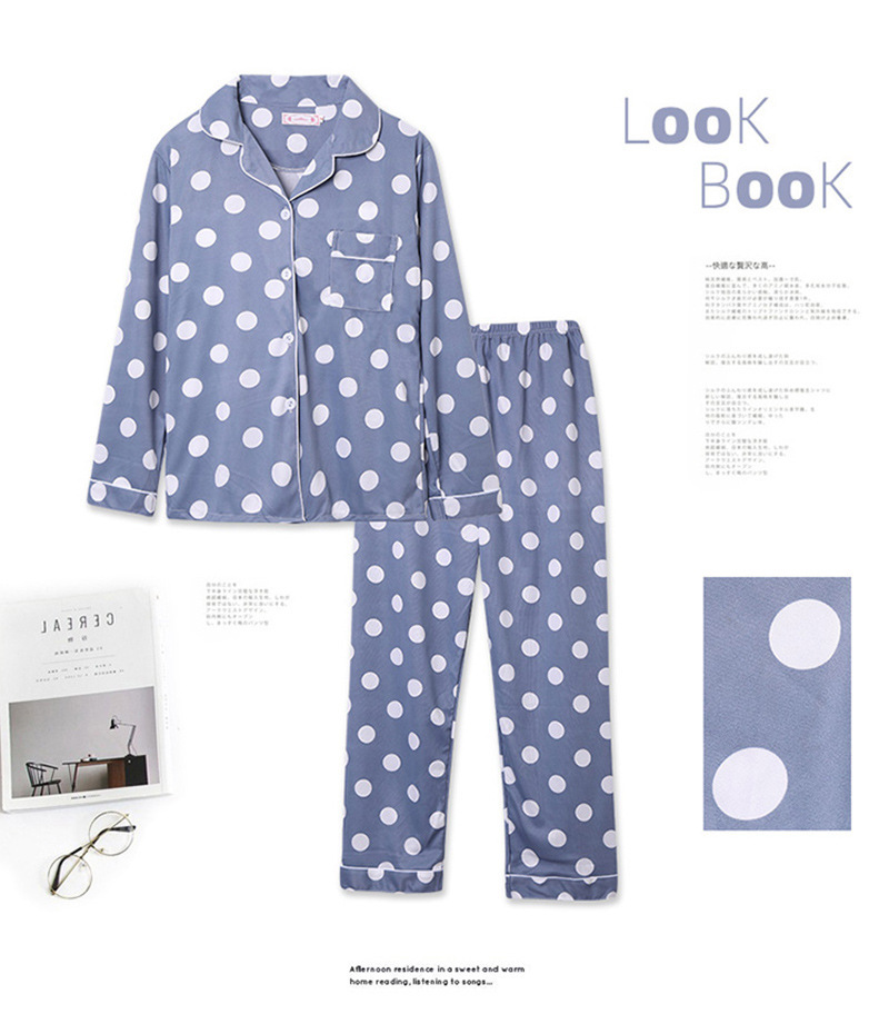 202 New Pajamas Women's Autumn and Winter Long Sleeves Lapel Suit Trousers Cardigan Casual Air Conditioning Clothes Homewear Ins