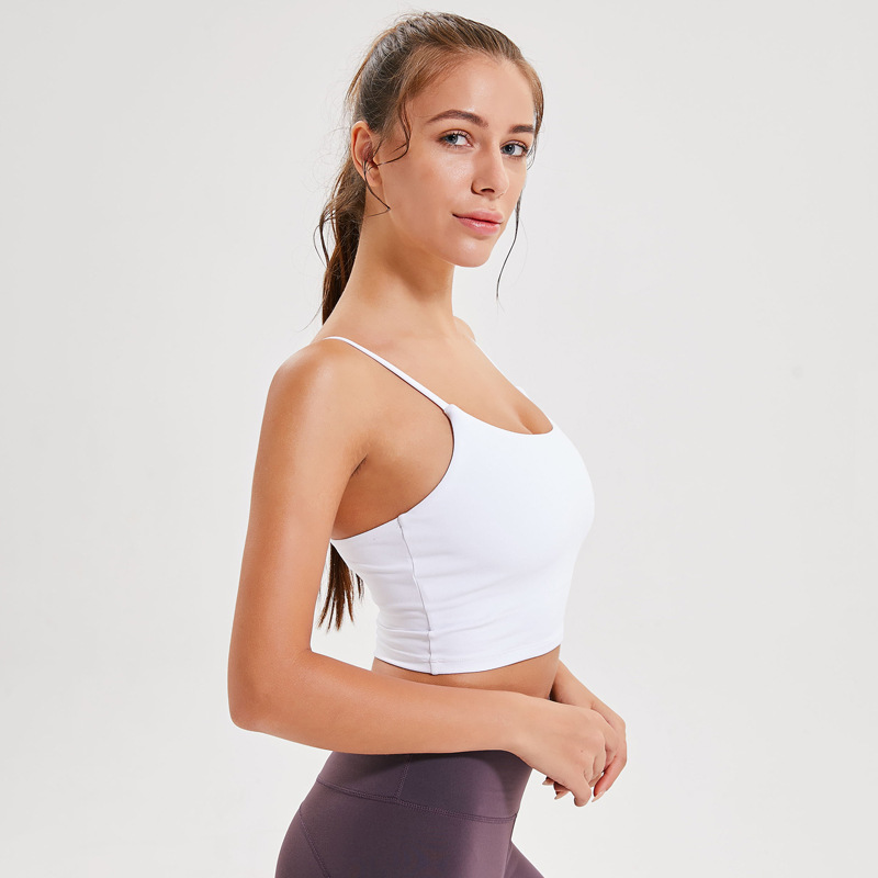 New Style Yoga Vest Women with Chest Pad Sexy Thin Drawstring Beauty Back Yoga Jacket Half Length Strap Yoga Clothes
