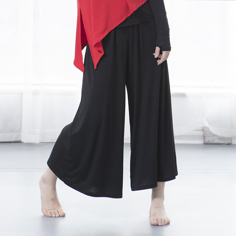 Dance Pants WideLegged Pants Black Practice Clothes Wide Pine Base Training ClothesShaped Modal Cropped Pants for Women