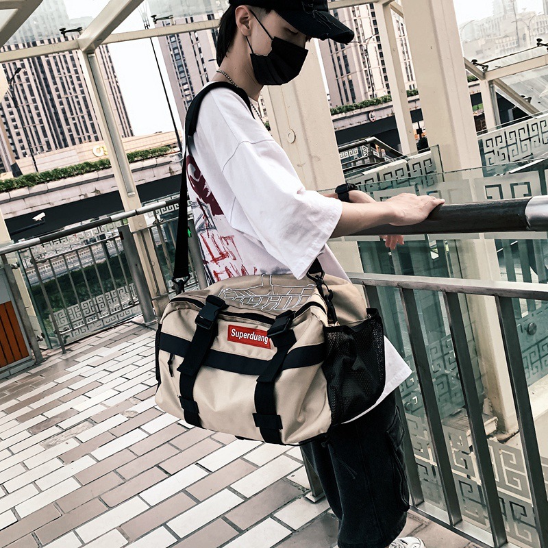2020 New Trendy Korean Style All-Matching Work Clothes Mechanical Style Oxford Cloth Messenger Bag Couple Men and Women Casual Shoulder Big Bag