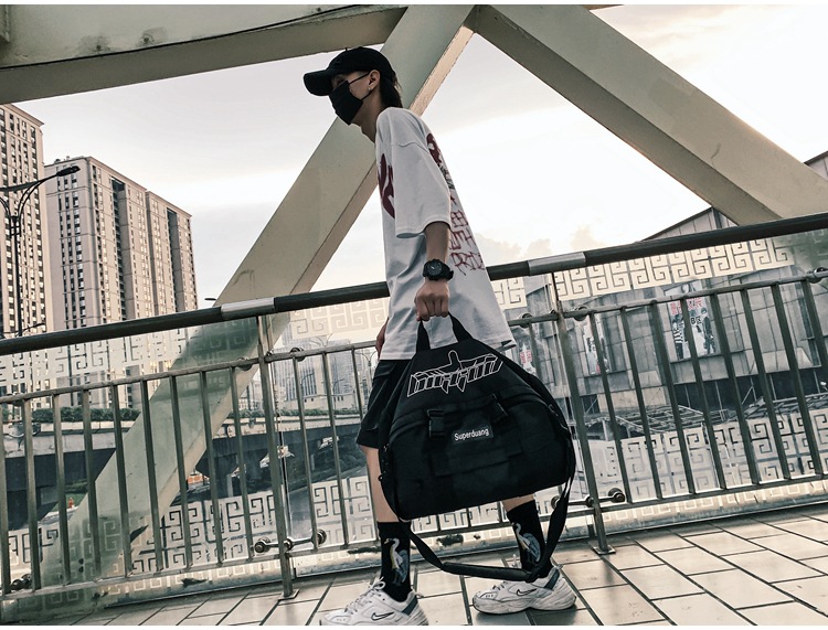 2020 New Trendy Korean Style All-Matching Work Clothes Mechanical Style Oxford Cloth Messenger Bag Couple Men and Women Casual Shoulder Big Bag