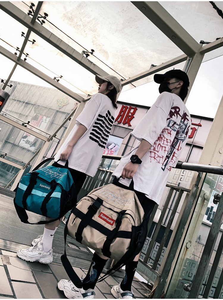 2020 New Trendy Korean Style All-Matching Work Clothes Mechanical Style Oxford Cloth Messenger Bag Couple Men and Women Casual Shoulder Big Bag