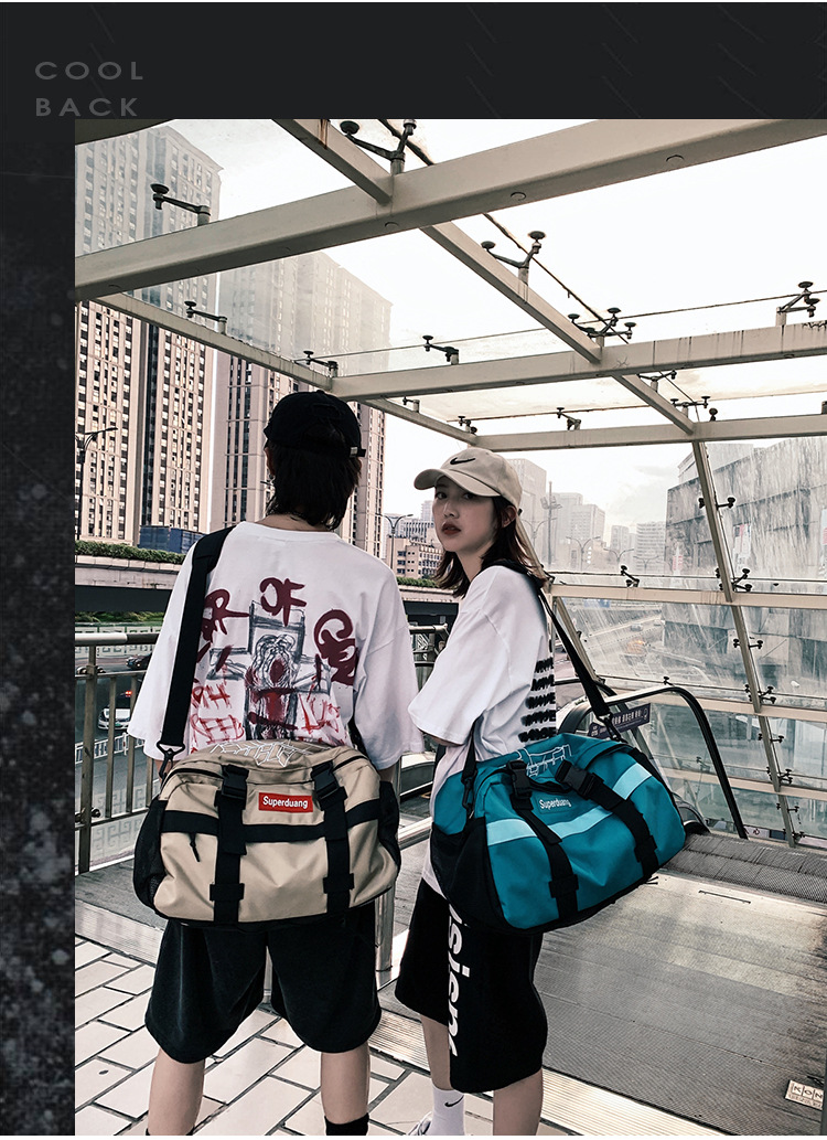2020 New Trendy Korean Style All-Matching Work Clothes Mechanical Style Oxford Cloth Messenger Bag Couple Men and Women Casual Shoulder Big Bag