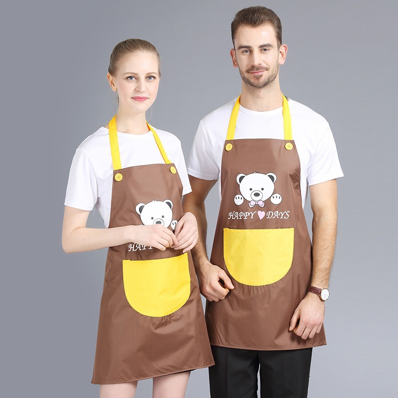 Korean Fashion Apron, Home Kitchen Milk Tea Shop Manicure Waterproof Adult Men&#039;s and Women&#039;s Work Clothes Apron with Knife and Fork Patterns