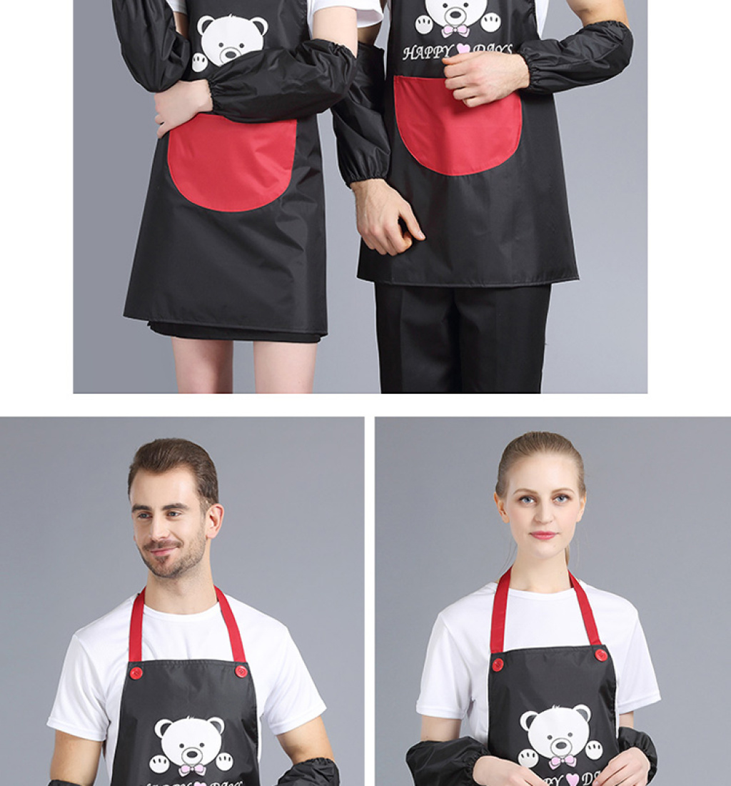Korean Fashion Apron, Home Kitchen Milk Tea Shop Manicure Waterproof Adult Men's and Women's Work Clothes Apron with Knife and Fork Patterns Korean Fashion Apron, Home Kitchen Milk Tea Shop Manicure Waterproof Adult Men's and Women's Work Clothes Apron with Knife and Fork Patterns
