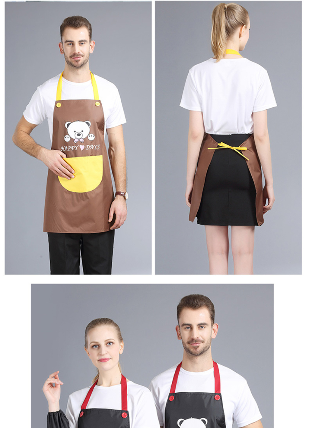 Korean Fashion Apron, Home Kitchen Milk Tea Shop Manicure Waterproof Adult Men's and Women's Work Clothes Apron with Knife and Fork Patterns Korean Fashion Apron, Home Kitchen Milk Tea Shop Manicure Waterproof Adult Men's and Women's Work Clothes Apron with Knife and Fork Patterns