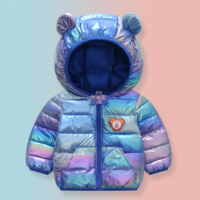off-Season Children&#039;s Lightweight down Cotton-Padded Coat Girls&#039; Winter Colorful Cotton-Padded Coat Baby Winter Clothes Kids Coat Men&#039;s Flashing Light