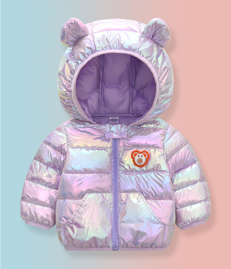 off-Season Children's Lightweight down Cotton-Padded Coat Girls' Winter Colorful Cotton-Padded Coat Baby Winter Clothes Kids Coat Men's Flashing Light