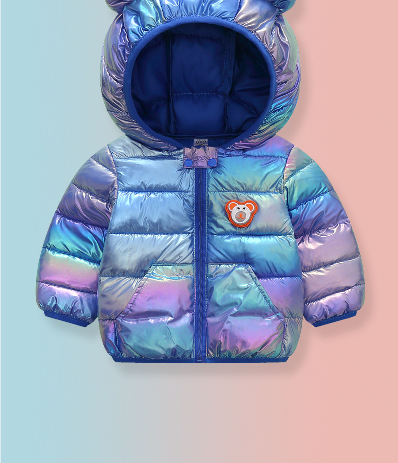 off-Season Children's Lightweight down Cotton-Padded Coat Girls' Winter Colorful Cotton-Padded Coat Baby Winter Clothes Kids Coat Men's Flashing Light