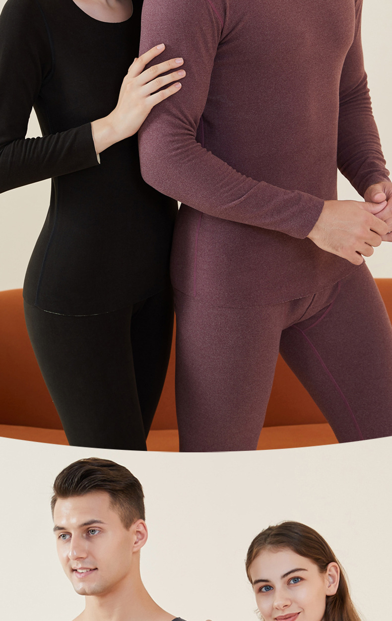 Dralon Hot Couple Underwear Women's Dralon Traceless Thickening Bottoming Autumn Clothes Winter Two-Color Warm Men's Cotton Jersey