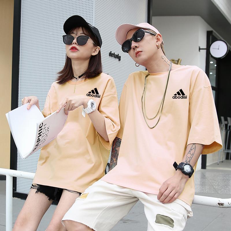 Summer Sports ShortSleeved Men&#039;s Tshirt Fashion Brand Solid Color Half Sleeve Loose Couple Outfit Clothes Unisex Wear