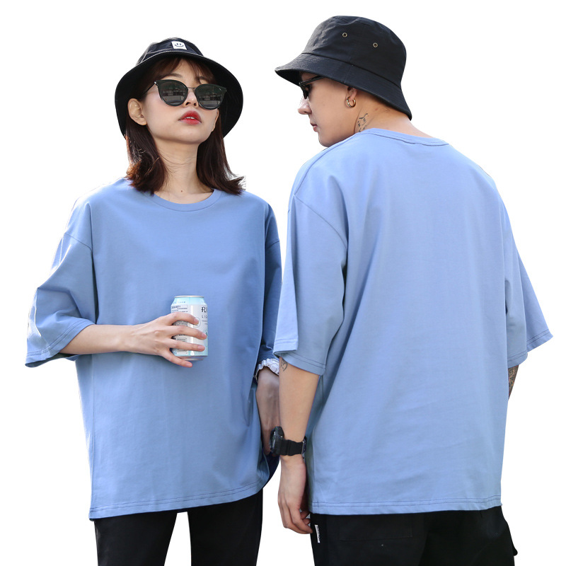 Summer Sports ShortSleeved Men&#039;s Tshirt Fashion Brand Solid Color Half Sleeve Loose Couple Outfit Clothes Unisex Wear
