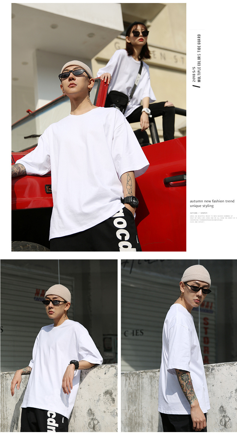 Summer Sports ShortSleeved Men's Tshirt Fashion Brand Solid Color Half Sleeve Loose Couple Outfit Clothes Unisex Wear