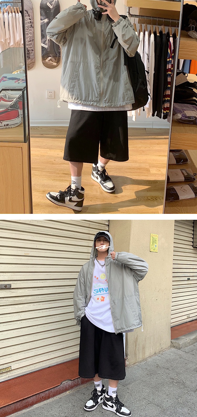 Fashion Summer New Men's Simplicity Hooded Solid Color Sun Protection Clothing Student Loose SunProof Clothes Thin Coat